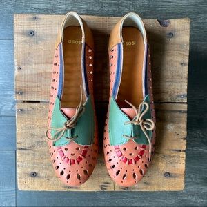 ASOS Milan Leather Laser Cut Watermelon Oxfords